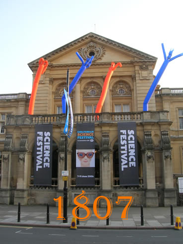 1807 Banner, Cheltenham Town Hall, Algerian Regular Font